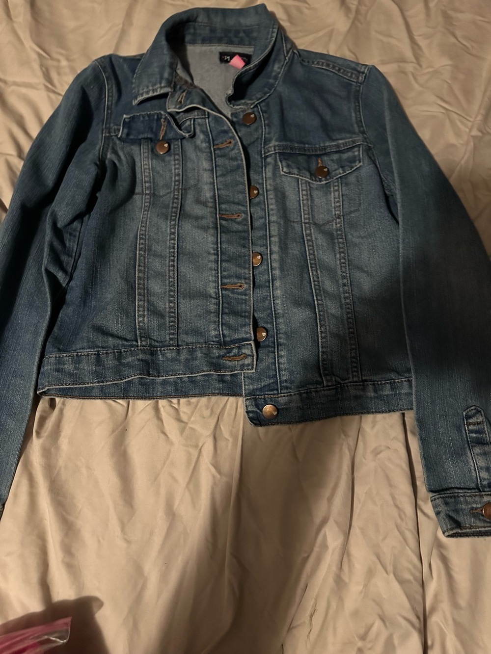 Place Classic Mid Wash Blue Denim Jacket with Button Front